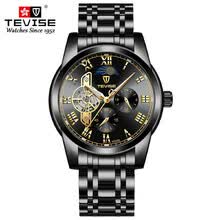 men-watches-Tevise Skeleton Noctilucent Automatic Mechanical Men Watch Business Wristwatch Men Tourbillon Waterproof Moon Phase Watch Black + Go on JD