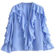 light blue ruffle shirt