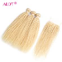 bundles-with-closure-Gran cantidad de pelo humano rubio rizado rizado 3 paquete de pelo con cierre de encaje paquete de pelo de la Virgen peruana con cierre rizo rizado 4 unids / lote on JD