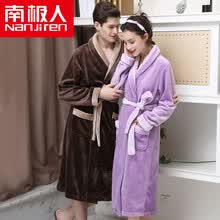 -Ant&aacute;rtico pijamas servicio a domicilio franela gruesa de manga larga albornoz pareja pijamas hombres y mujeres de color de oto&ntilde;o e invierno se puede usar fuera vestido N675X21022-2 mujer p&uacute;rpura L on JD