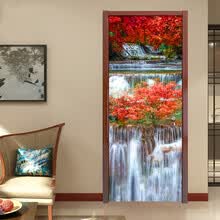 -Cascada Forest Mural Wallpaper Classic Living Room Decoraci&oacute;n para el hogar Etiqueta engomada de la puerta PVC Impermeable autoadhesiva Sticker 77cm x 200cm on JD