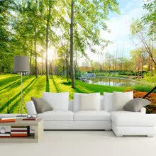 -Naturaleza Paisaje Sunshine Forest Mural de Pared Foto Personalizada 3D Wallpaper Sala de estar Sof&aacute; Fondo 3D Mural de Papel de Pared Decoraci&oacute;n para el hogar on JD