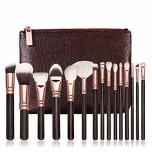 -Pinceles de maquillaje de Diow Set 15pcs pelo sint&eacute;tico suave con funda de maquillaje de polvo de la PU del cepillo de maquillaje de ojos en polvo on JD