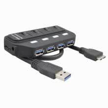 4-port usb 3.0 hub 5gbps portable compact for pc mac laptop notebook desktop black and white