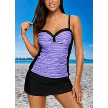-Bikini de mujer 2018 traje de ba&ntilde;o Push Up traje de ba&ntilde;o de contraste Bikini de playa traje de ba&ntilde;o talla grande Set de falda Tankini on JD