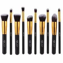 -Abody 10pcs kit de cepillo de maquillaje profesional conjunto cosm&eacute;tico Golden virola polvo de sombra de ojos corrector cepillos de madera negro on JD