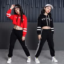 girl-clothing-Girls Street Dance Clothing Ni&ntilde;os Negro Red Letter Crop Hoodie Top con mangas largas Pant 2pcs Teenage Clothes Set para ni&ntilde;as on JD