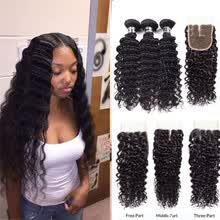 875071956-7A Brazilian Virgin Hair Deep Wave Bundles with Closure 4x4 Human Hair with Closure Soft and Bouncy Deep Wave with Closure on JD