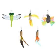 pet-supplies-5 unids Cat Teaser Chaser reemplazo de plumas colorido Pet Catcher Wand Stick relleno de plumas con Bell interactivo divertido juego lindo ex on JD