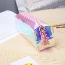 makeup-bags-cases-Women Girl's Cute Makeup Pouch Colorful Laser Transparent Stationery Pencil Case on JD