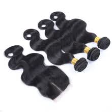bundles-with-closure-Body Wave 1pc medio de tres partes superior de encaje de cierre con 3pcs conjuntos de armadura recta calidad peruana humana virgin extensiones de cabello on JD