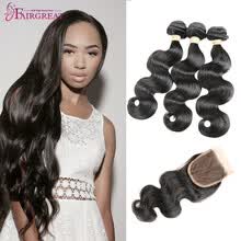 bundles-with-closure-Malaysian Body Wave With Closure 7a Body Wave With Closure Human Hair Weave With Closure Malaysian Virgin Hair With Closure on JD