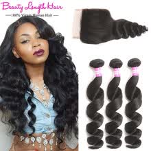 bundles-with-closure-Brazilian Virgin Hair Loose Wave With Closure Beauty Length Hair Virgin Brazilian Loose Curly Hair Weave 3 Bundles With Closure on JD