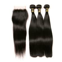 bundles-with-closure-YAVIDA Hair 3 Bundles malasio cabello lacio con cierre Free 3 partes Tissage Bresilienne avec cierre cabello humano on JD