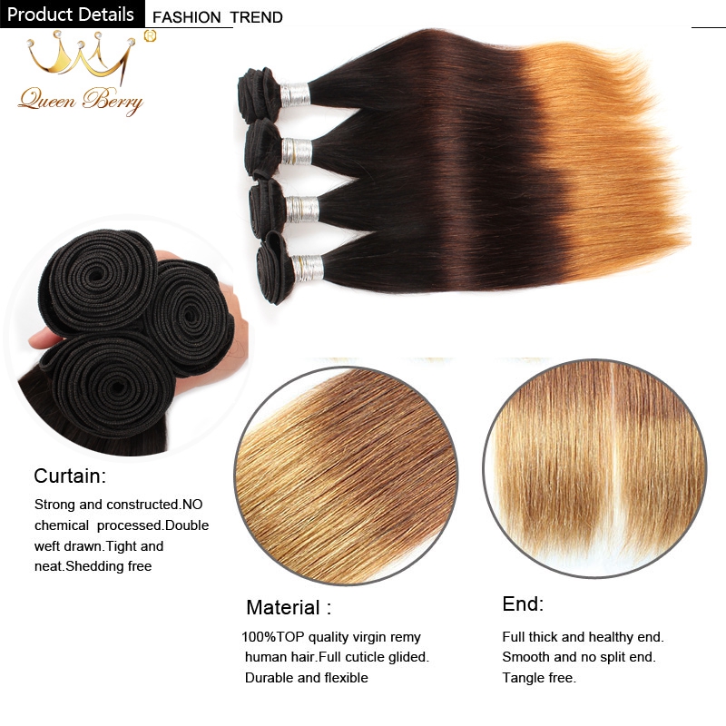 Shop Hot Ombre Human Hair 3 Tone Color Grade 8a Virgin Malaysian