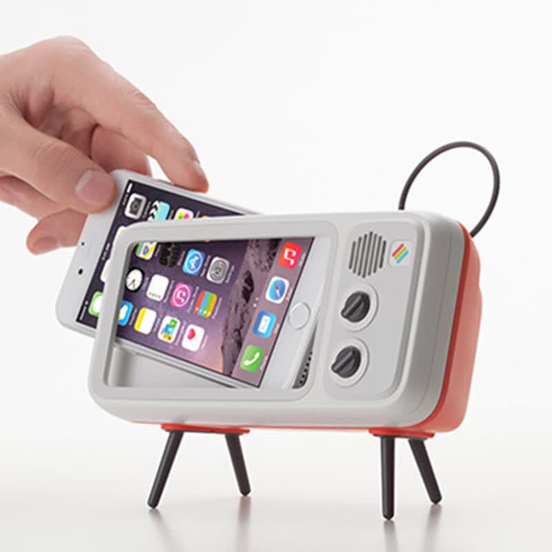 retro tv bluetooth speaker mobile phone holder