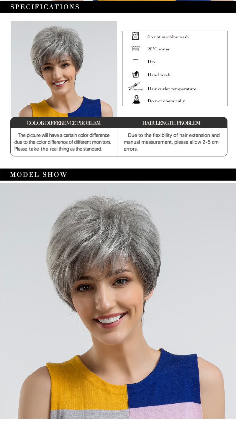 Shop Blonde Unicorn Fluffy Pixie Cut Short Hair Wigs Gray Black