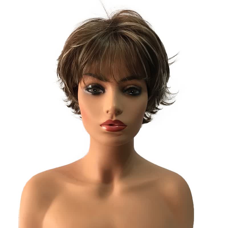 Shop Strongbeauty Fashion Short Wavy Brown Wig Highlight Layered