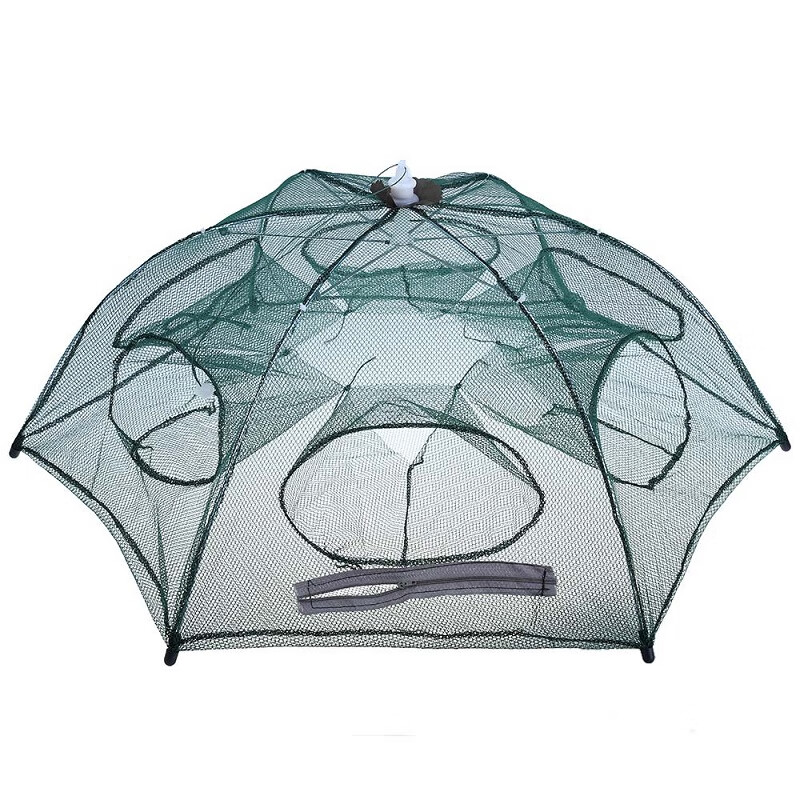 Folded Collapsible Fishing Net Minnow Crab Trap Lobster Shrimp Cast Mesh Trap