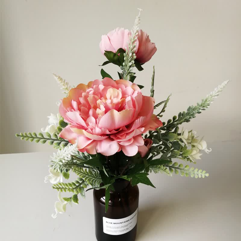 Artificial Flowers Silk Camellia Bouquet 5 Heads Fake Ross Home Room Party Decor