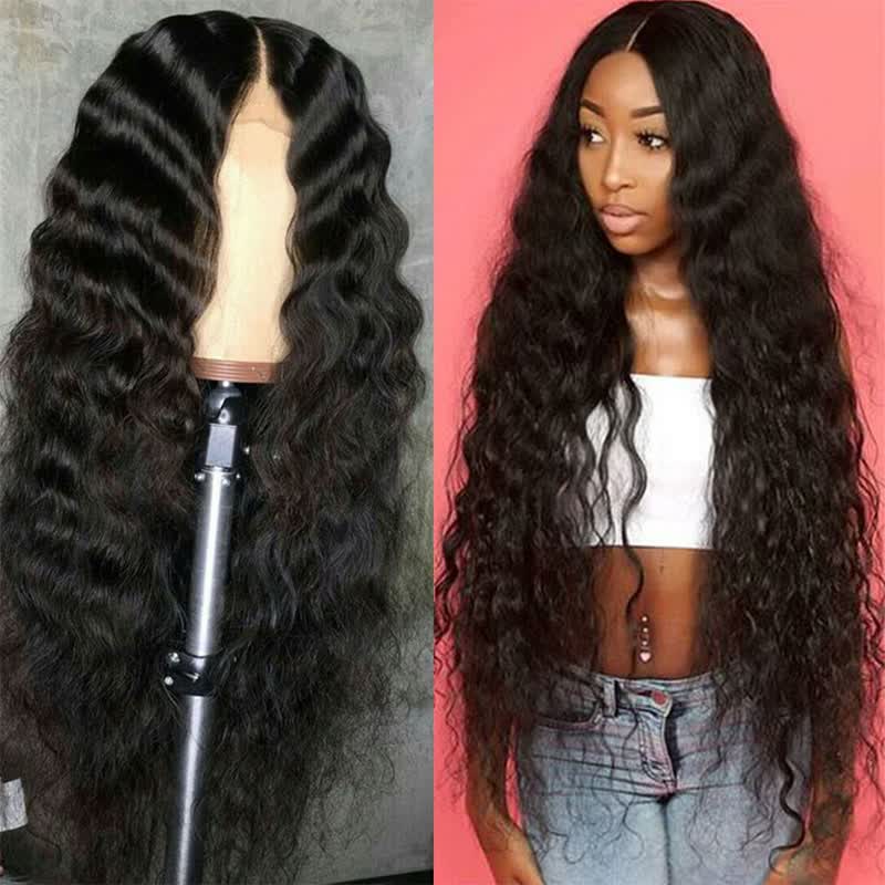 Shop 8 30inch Long Deep Wave Human Hair Wigs With Baby Hair Middle