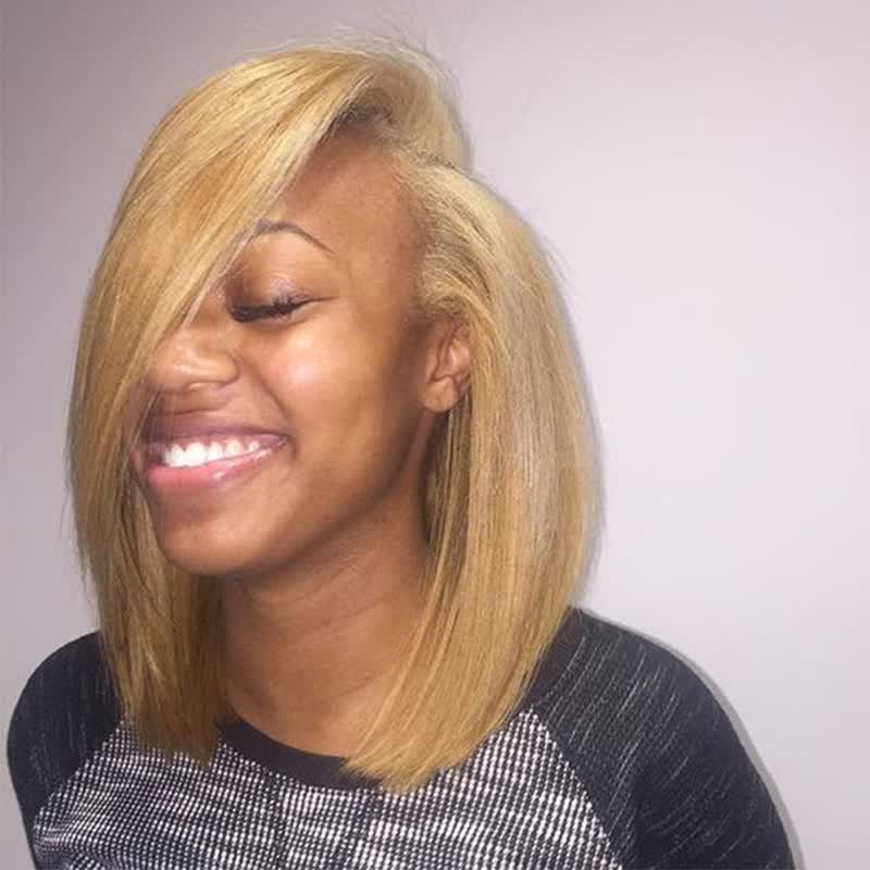 Shop Honey Blonde Color 27 Short Bob Cut Lace Front Wig Straight