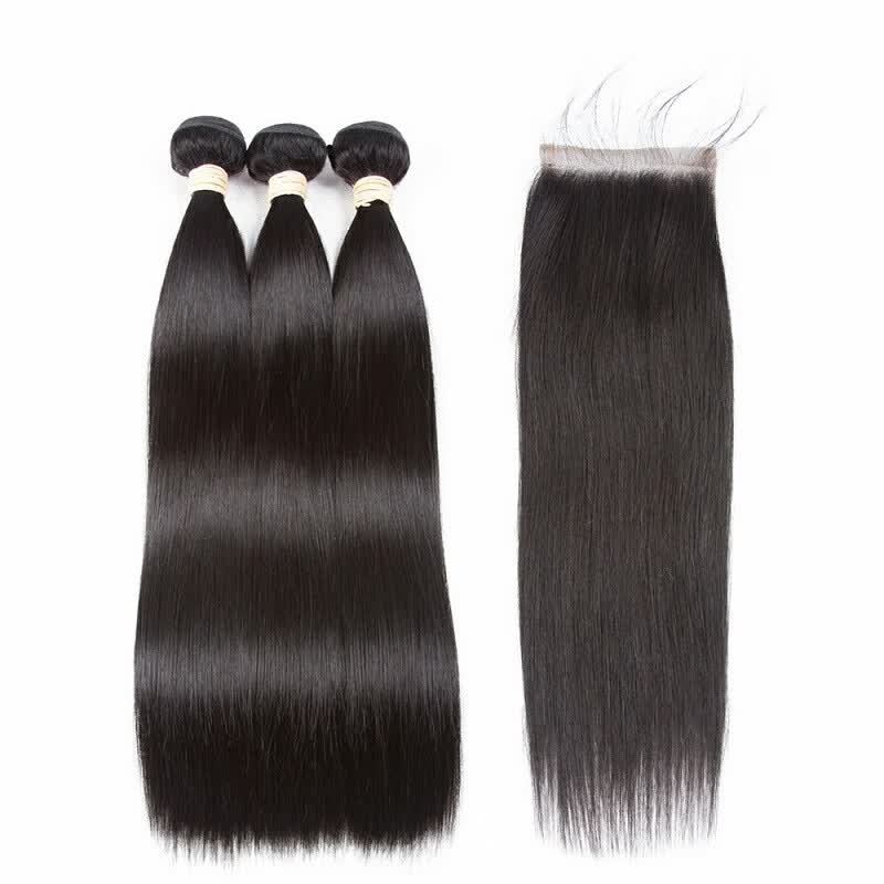 Shop Allrun Straight Hair Extensions With Closure 4 4 2 3 Bundles