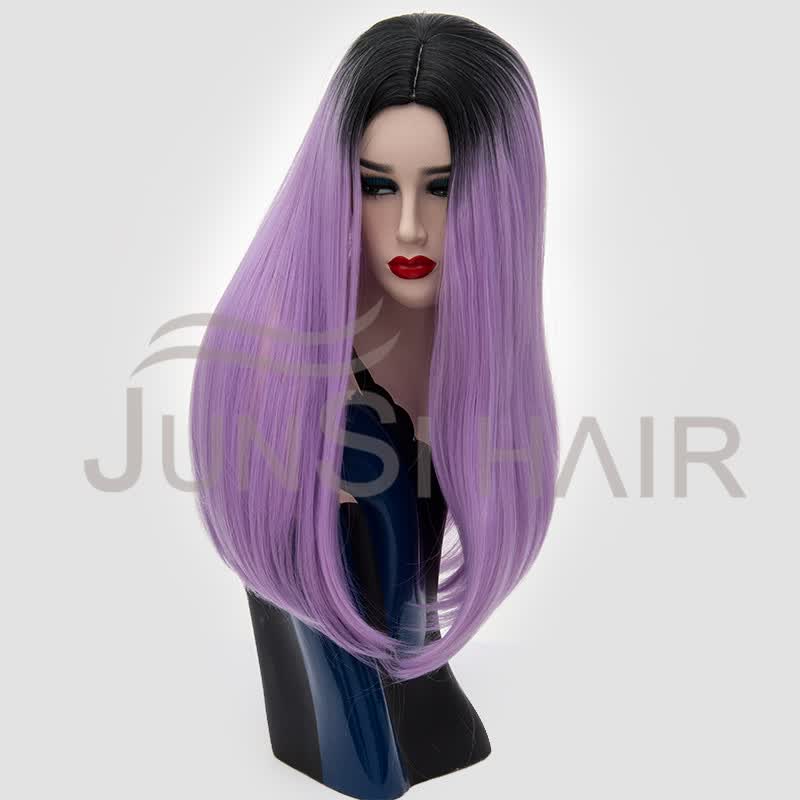 Shop Junsi Grey Red Pink Ombre Wig Synthetic Wigs For Black Women