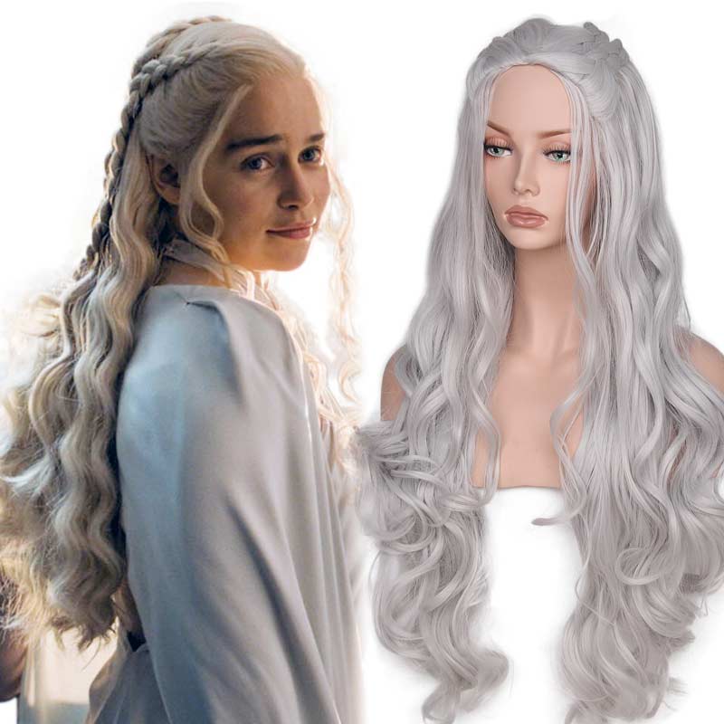 Womens Daenerys Targaryen Game of Thrones Blonde Cosplay Party Hair Wig