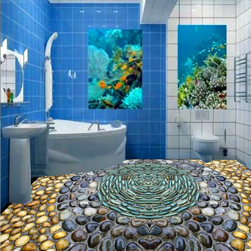 Shop Free Shipping Thickened 3d Cobblestone Circular Floor