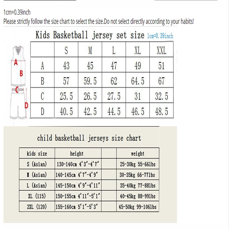 Basketball Jersey Size Chart By Height