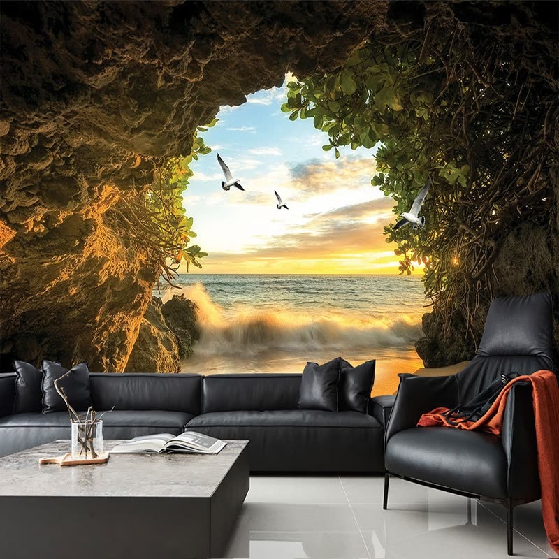 Shop Custom 3d Photo Wallpaper Cave Nature Landscape Tv