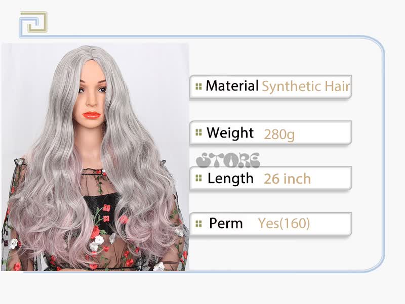 Shop I S A Wig 26 Long Ombre Grey With Pink Synthetic Wigs For