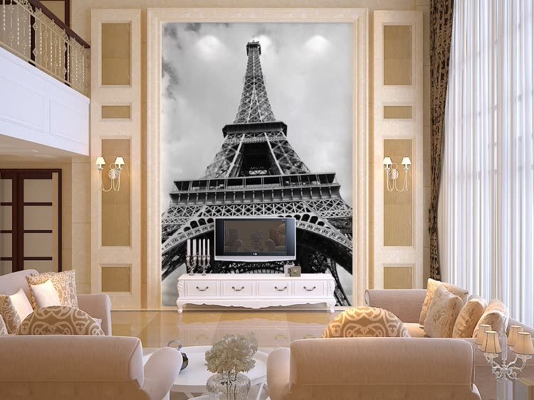 Shop Custom Photo Wallpaper Paris Tower Black And White