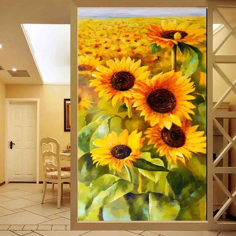 Shop Papel De Parede Floral Custom 3d Pastoral Sunflower