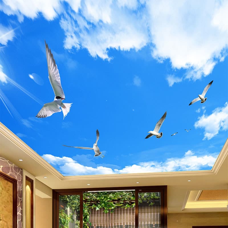 3D Blue Sky With Birds CA24 Ceiling Wallpaper Removable Self Adhesive Wallpaper Large Peel /& Stick Wallpaper Wallpaper Mural AJ WALLPAPERS