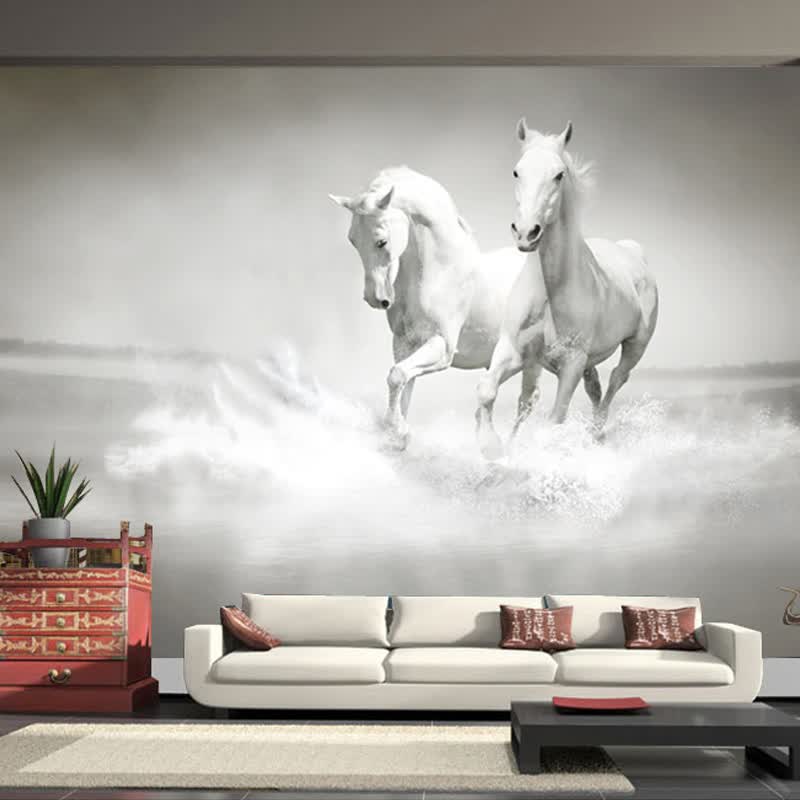 Shop Custom Photo Wall Paper 3d White Horse Large Mural