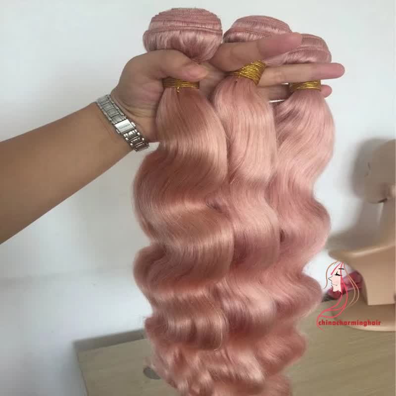 Shop Pink Body Wave Human Hair Weave Bundles 3pcs Pink Human Hair Weaving Weft Extensions Online From Best Bundle Hair On Jd Com Global Site Joybuy Com