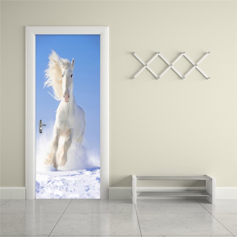 Shop Modern Simple White Horse Photo Wall Mural Door Sticker