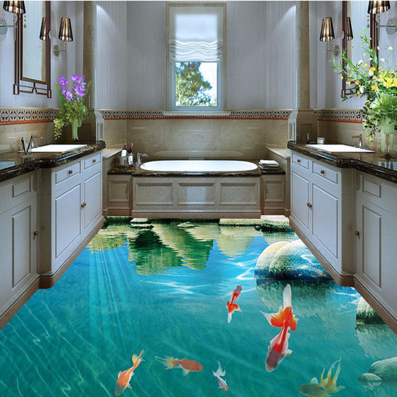 Shop Free Shipping 3d Creek Flooring Painting Bathroom Mall