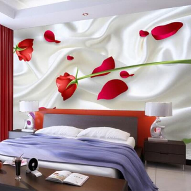 Shop Romantic Rose 3d Silk Wallpaper Modern Simple Bedside
