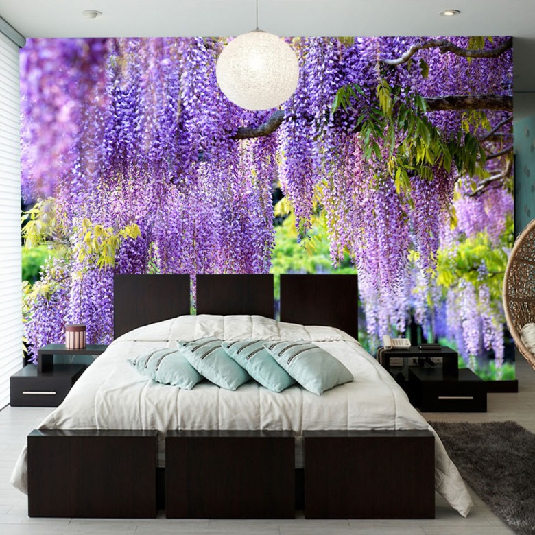 Shop Custom Poster Printing 3d Romantic Purple Flower Vine