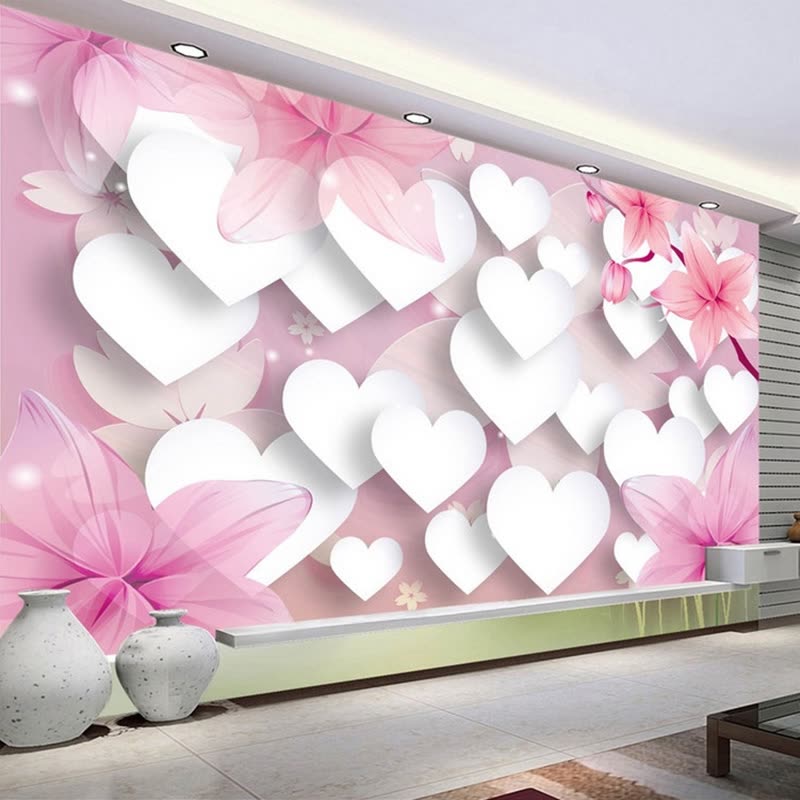 Shop Custom 3d Photo Wallpaper Fashion Romantic Love Pink