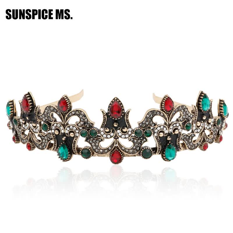 Shop Vintage Turkish Women Flower Resin Tiaras Antique Gold Color