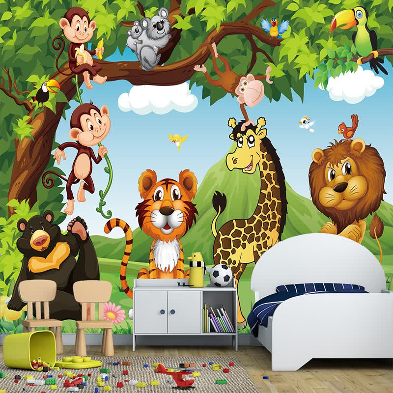 shop custom mural wallpaper 3d cartoon animal world children kids bedroom backdrop wall painting eco friendly non woven wallpaper 3 d online from best wall stickers murals on jd com global site joybuy com shop custom mural wallpaper 3d cartoon