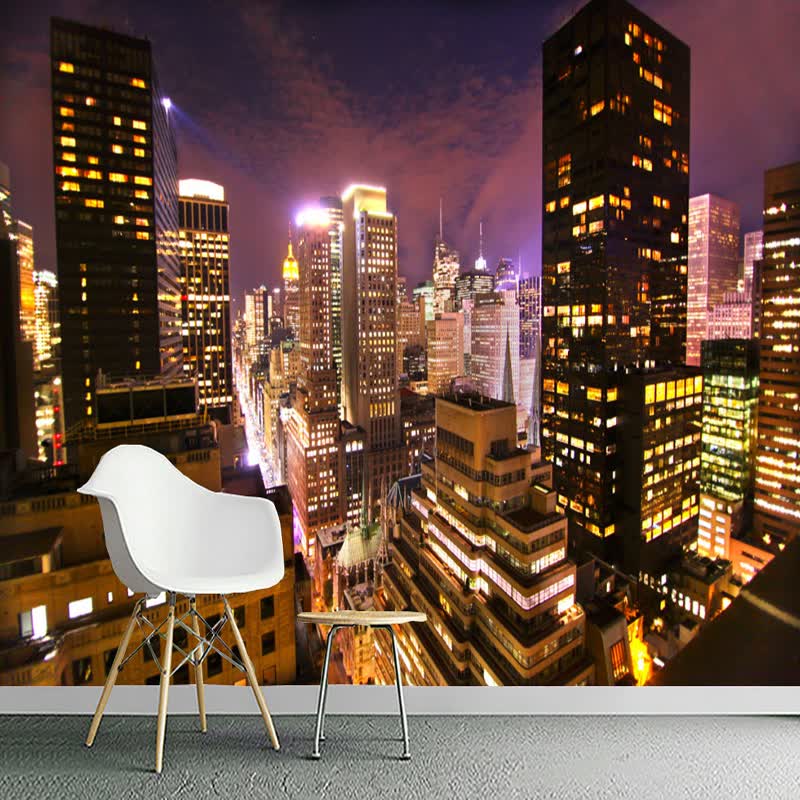 Shop Custom Wall Mural Hong Kong City Night View 3d