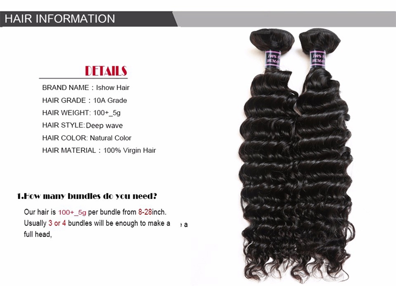 Shop Ishow Hair 3 Bundles Brazilian Deep Wave 8a Brazilian Virgin