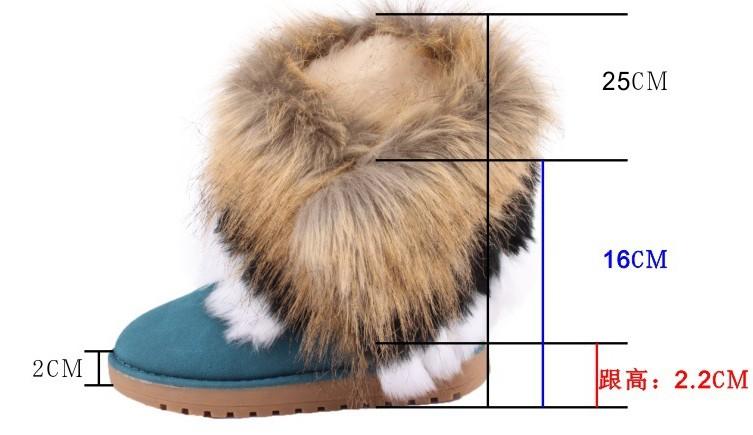 Women Winter Tassel Ankle Boots Warm Long Rabbit Faux Fur Snow Shoes US Size
