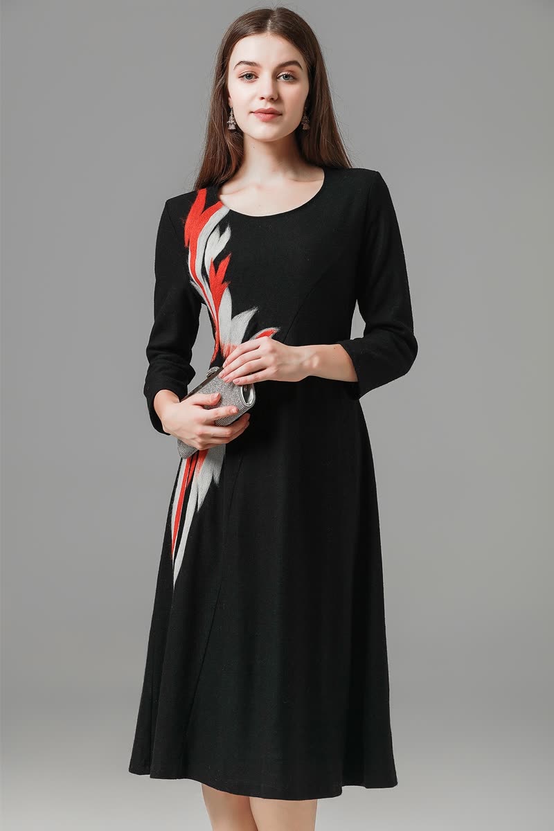 women's a line black dress