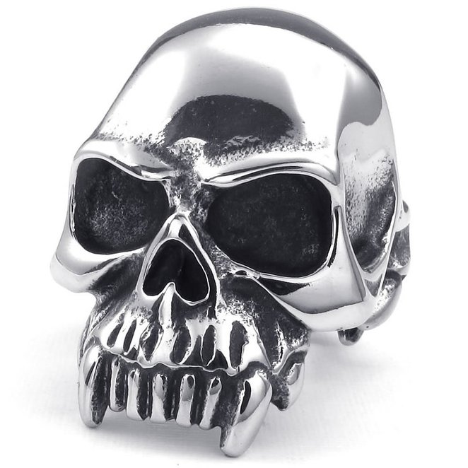 multiple choices vintage punk goth biker antique silver coloured skull ring